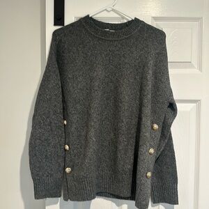 Loft Gray Sweater with button side detail